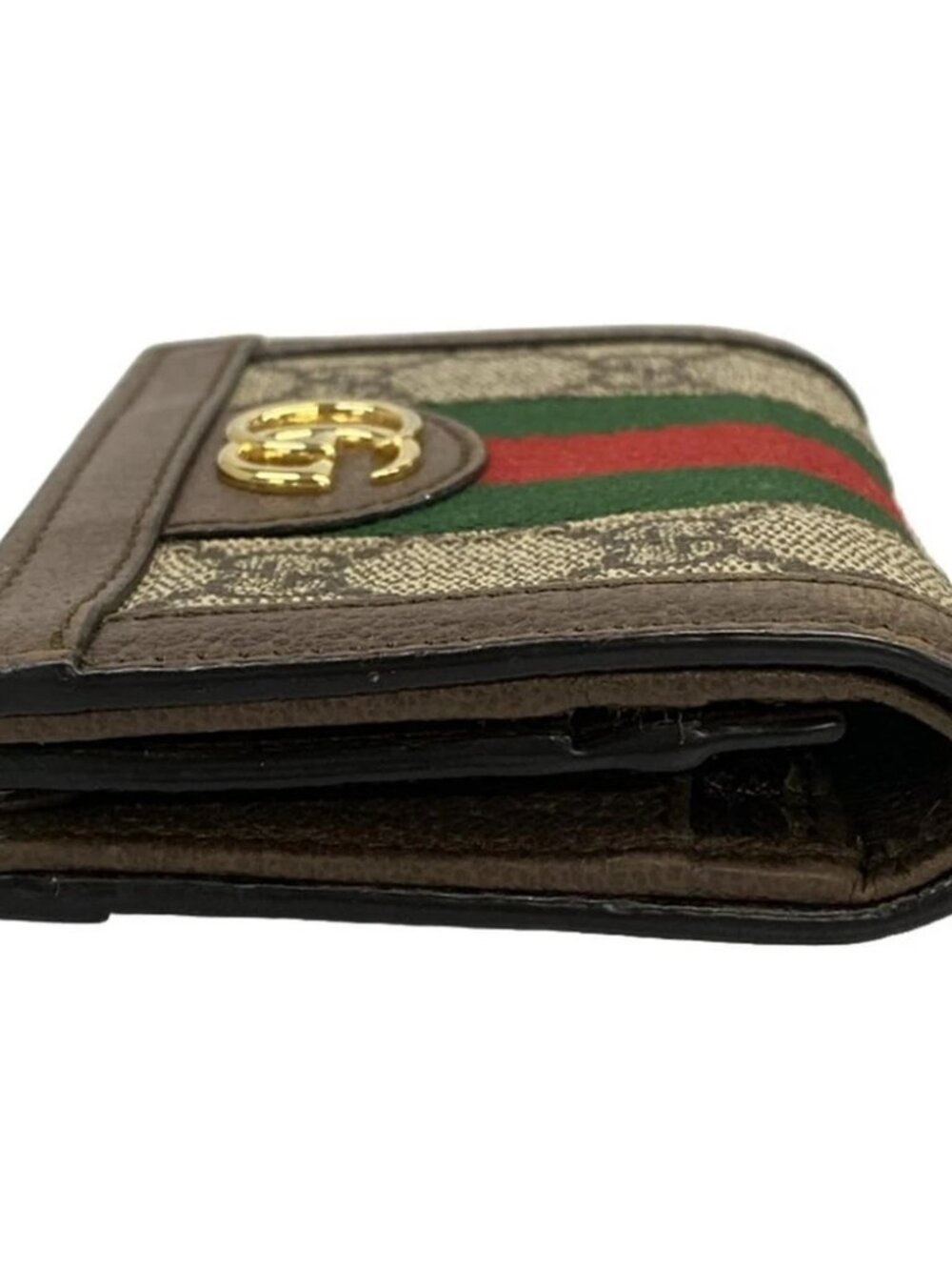 GUCCI Ophidia 523155 Beige Dark Brown Multi PVC Leather Bifold Wallet - Picture 8 of 11